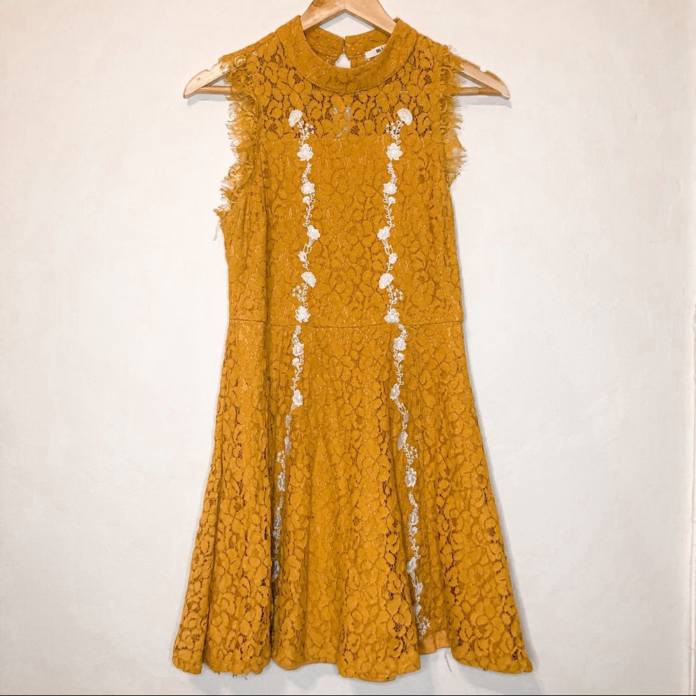 Francesca’s Lace Sleeveless Mock Neck Dress - Picture 5 of 12